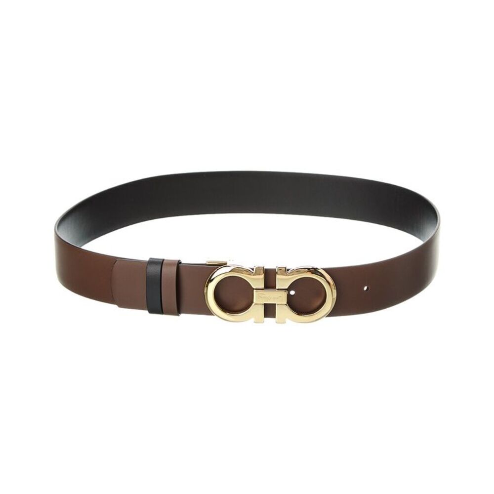 Ferragamo Gancini Reversible & Adjustable Leather Belt, Brown